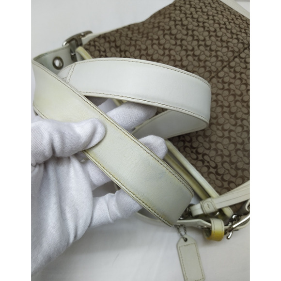 Coach Signature Brown Canvas Leather Trim Crossbody Shoulder Bag - Picture 6 of 16